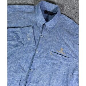 Lee Valley Ireland Guinness Blue Linen Blend Long Sleeve Button Down Men's Large